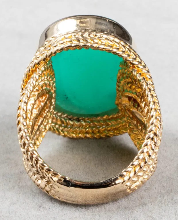 14K Yellow Gold & Blue Faux-Gemstone Cocktail Ring