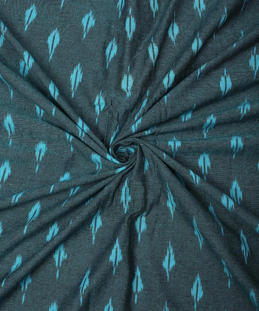 2.5 m Green cyan blue cotton handloom pochampally ikat fabric