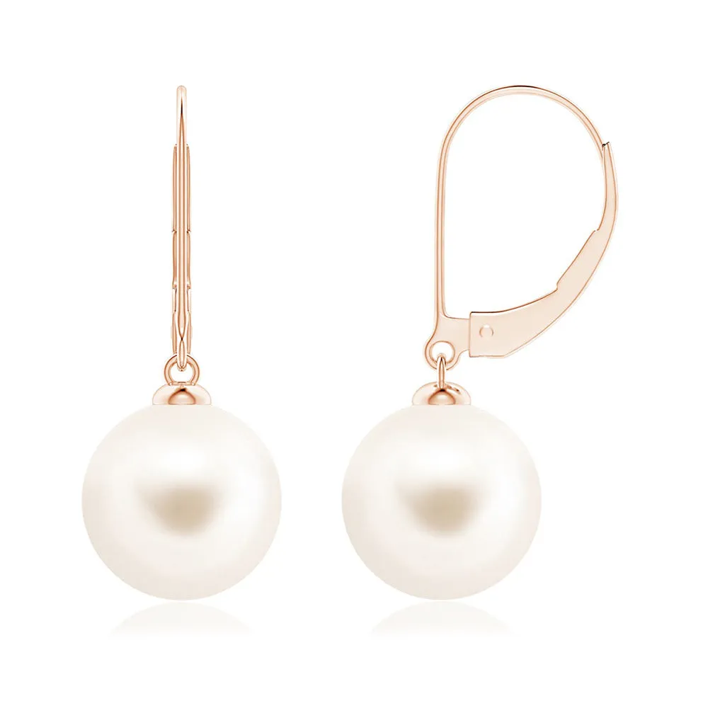 8mm Freshwater Cultured Pearl Leverback Earrings