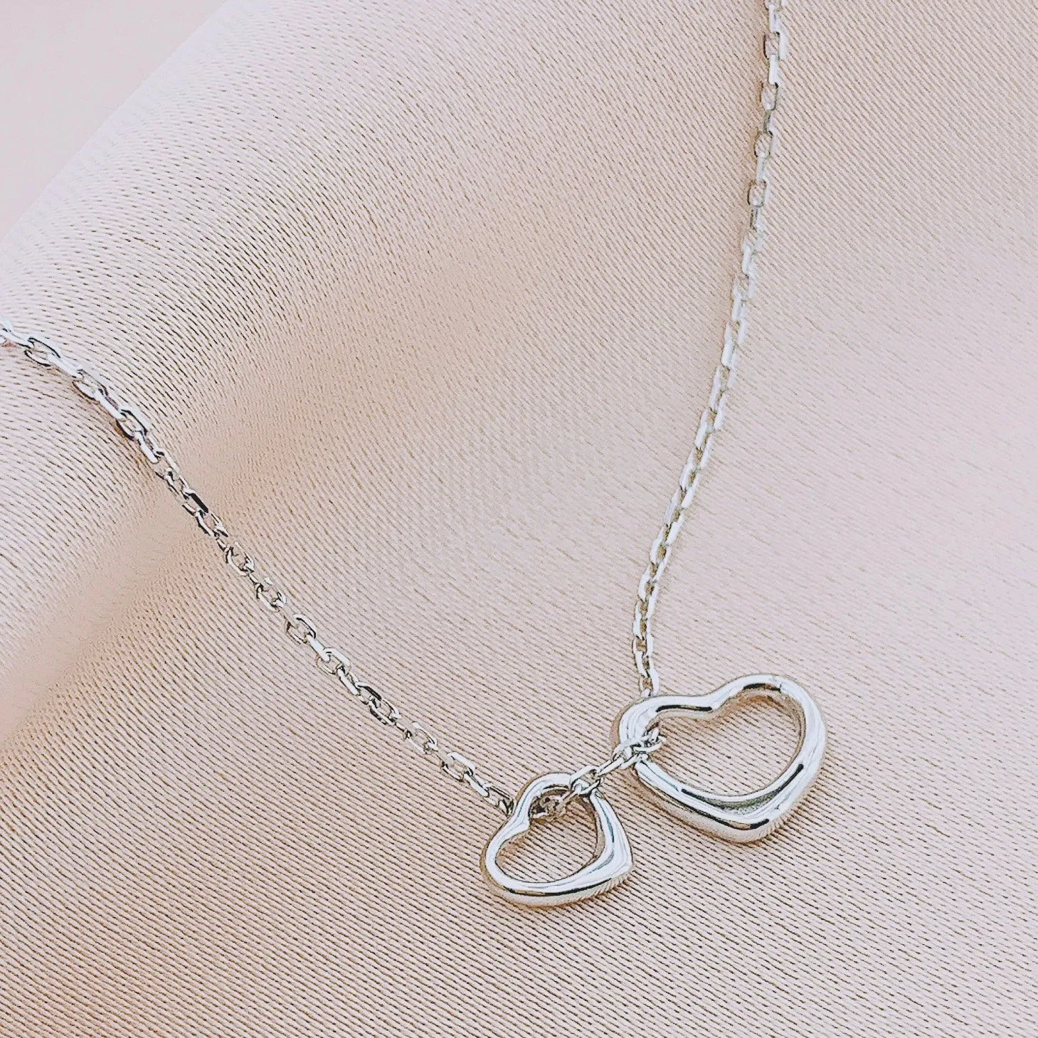 925 Silver Double Heart Pandant Necklace