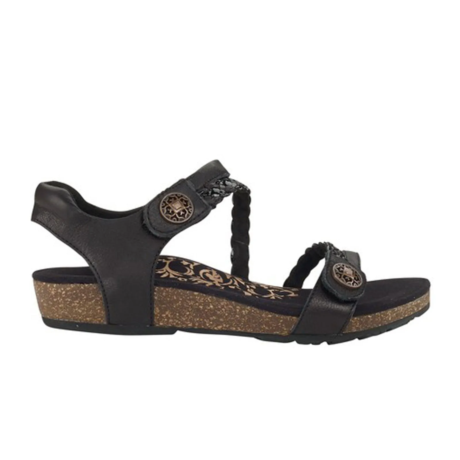 Aetrex Jillian Braided Backstrap Sandal (Women) - Black