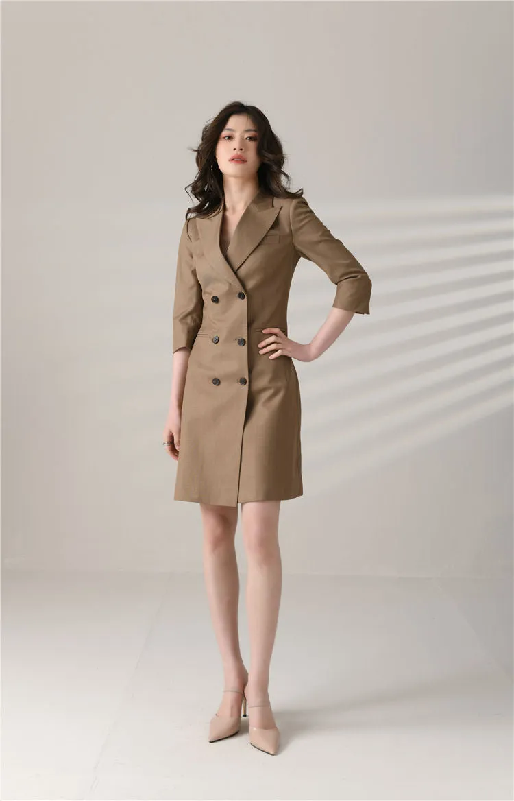 Alina Custom Double Breasted Half Sleeve Slim Blazer Dress