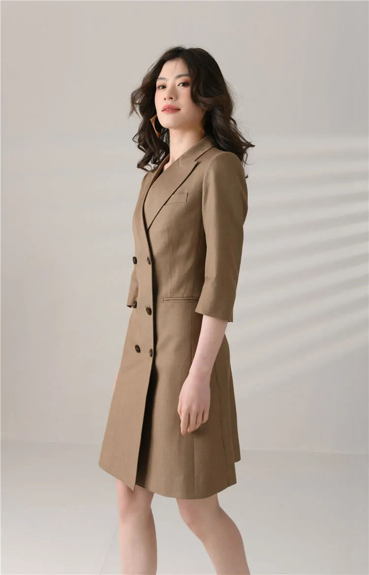 Alina Custom Double Breasted Half Sleeve Slim Blazer Dress