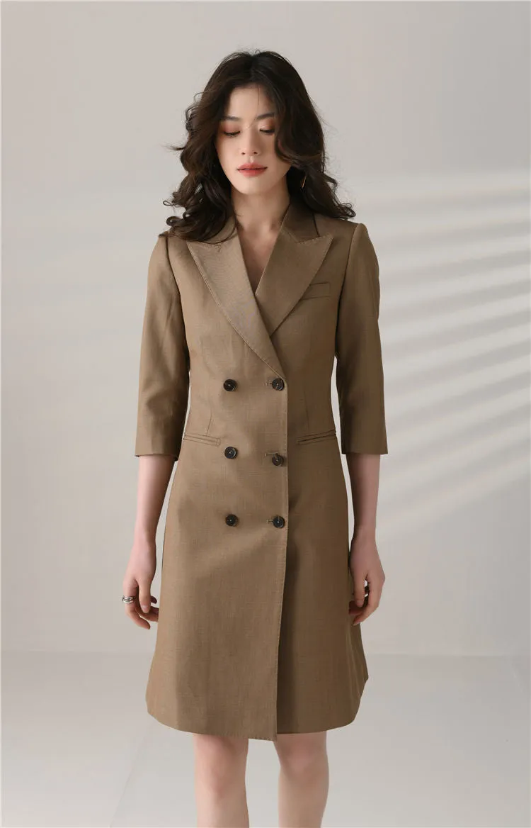 Alina Custom Double Breasted Half Sleeve Slim Blazer Dress