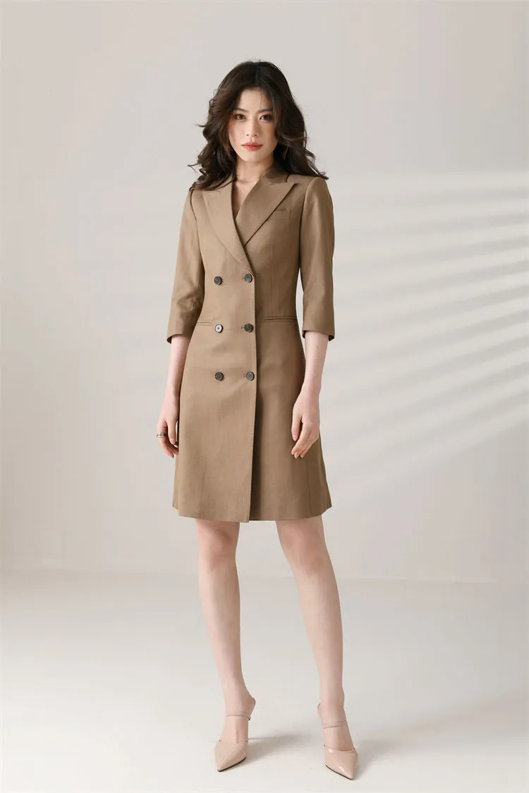 Alina Custom Double Breasted Half Sleeve Slim Blazer Dress