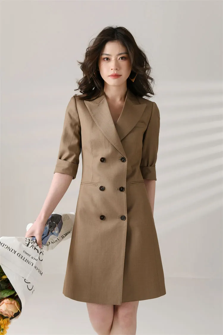 Alina Custom Double Breasted Half Sleeve Slim Blazer Dress