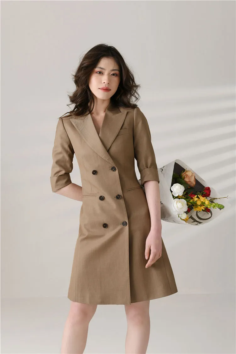 Alina Custom Double Breasted Half Sleeve Slim Blazer Dress