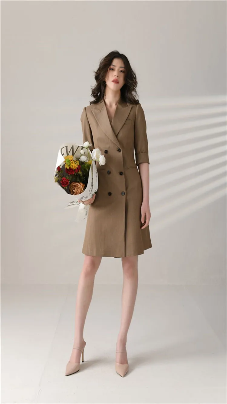 Alina Custom Double Breasted Half Sleeve Slim Blazer Dress