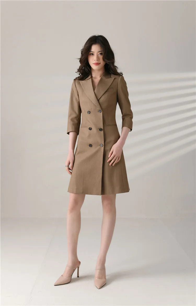 Alina Custom Double Breasted Half Sleeve Slim Blazer Dress