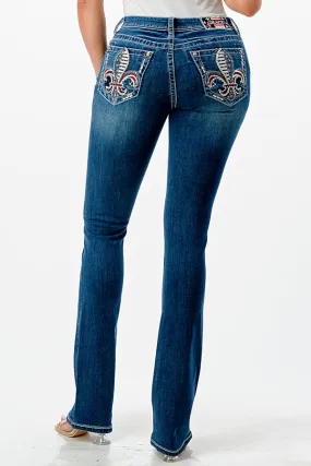 Americana Flu De Lee  Embellishment Mid Rise Bootcut Jeans