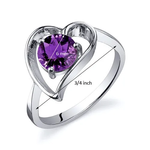 Amethyst Round Cut Sterling Silver Ring Size 6