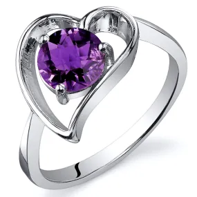 Amethyst Round Cut Sterling Silver Ring Size 6