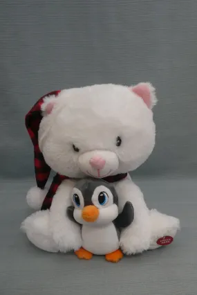 Animated Polar Bear and Penguin Plush Toy - Very Good Condition