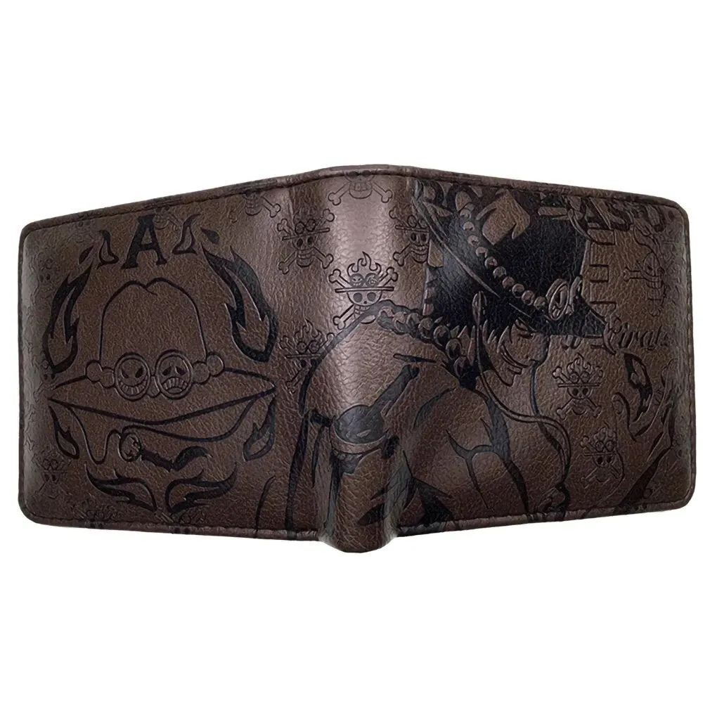 Anime One Piece Embossed Wallet Men Women Brown Black Card Holder Luffy Ace Law Zoro Chopper Short PU Wallet