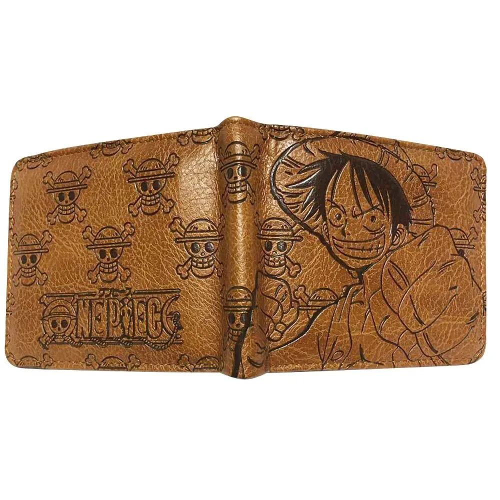 Anime One Piece Embossed Wallet Men Women Brown Black Card Holder Luffy Ace Law Zoro Chopper Short PU Wallet