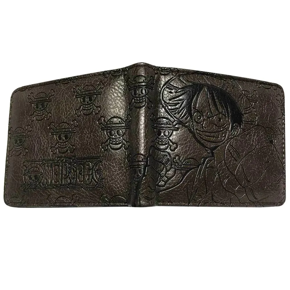 Anime One Piece Embossed Wallet Men Women Brown Black Card Holder Luffy Ace Law Zoro Chopper Short PU Wallet