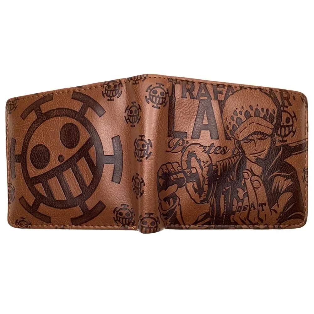 Anime One Piece Embossed Wallet Men Women Brown Black Card Holder Luffy Ace Law Zoro Chopper Short PU Wallet