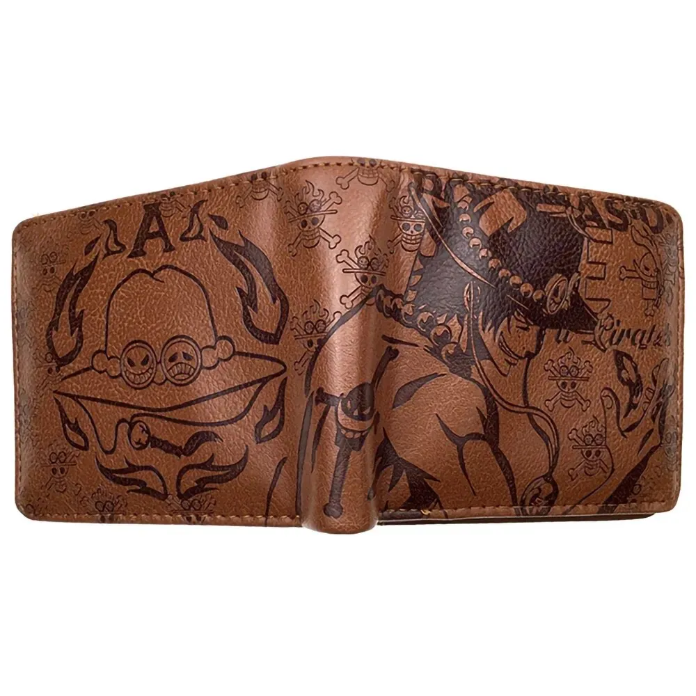 Anime One Piece Embossed Wallet Men Women Brown Black Card Holder Luffy Ace Law Zoro Chopper Short PU Wallet