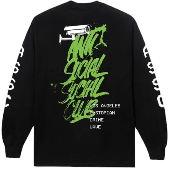 Anti Social Social Club Dystopian Crime Wave Long Sleeve Tee (Black)