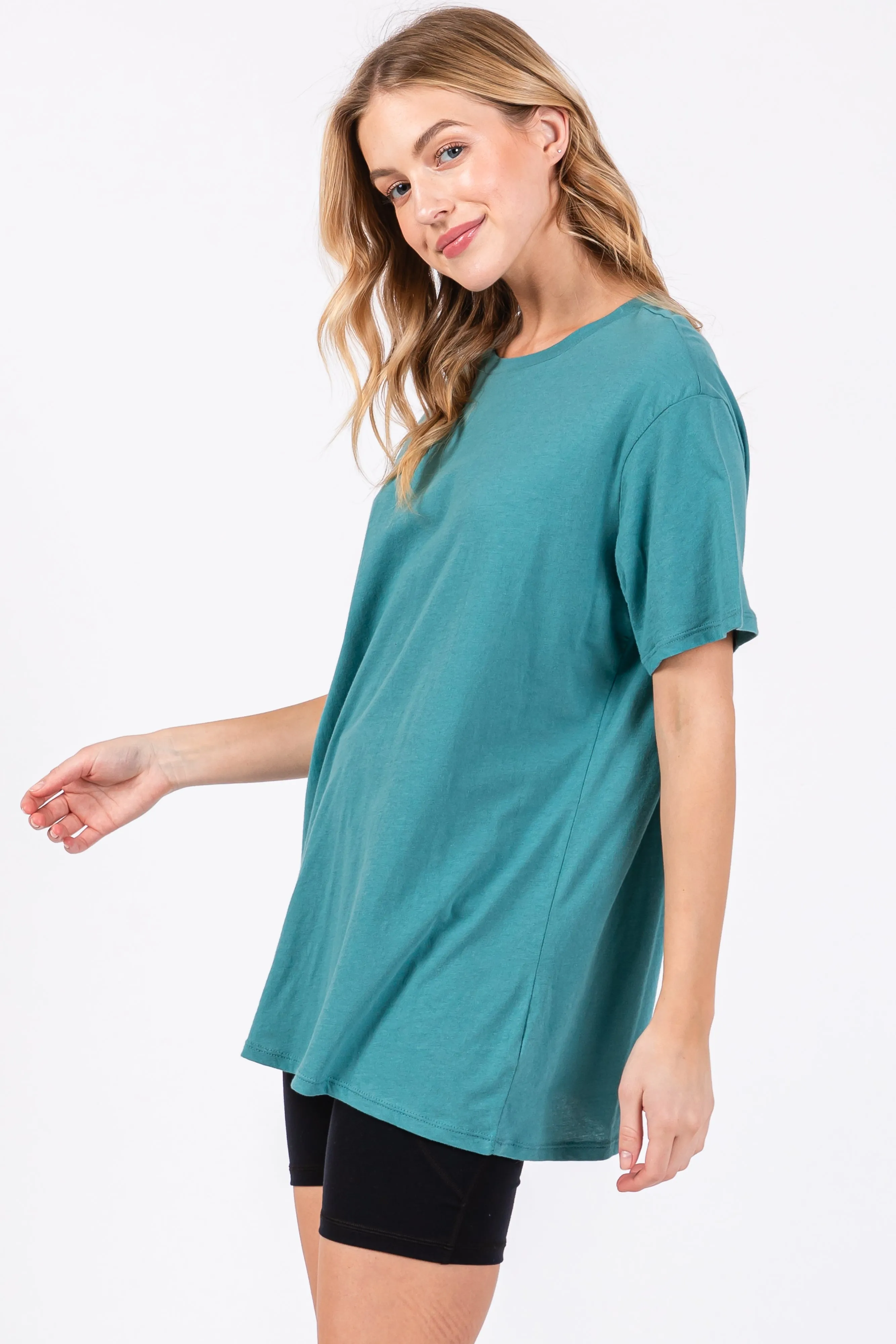 Aqua Oversized Short Sleeve Top