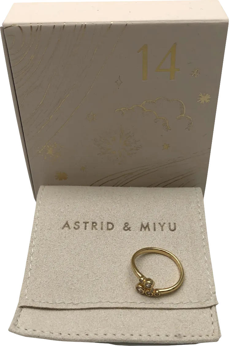 Astrid & Miyu 18k gold plated Crystal Open Ring BNIB SZ H