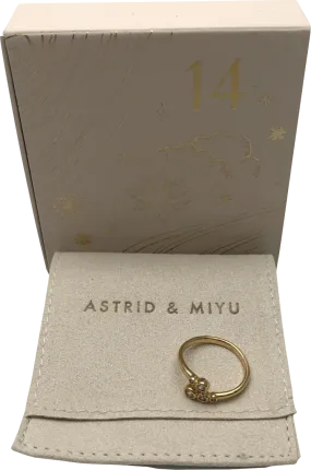 Astrid & Miyu 18k gold plated Crystal Open Ring BNIB SZ H