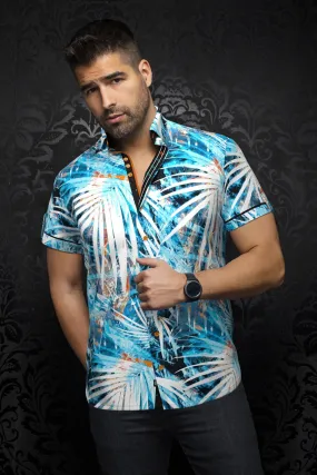 Au Noir  Extensible Short Sleeve Shirt | Cameron Turquoise