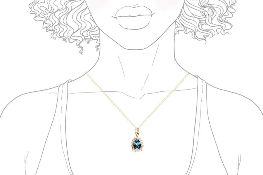 Aura Topaz Pear Halo Necklace