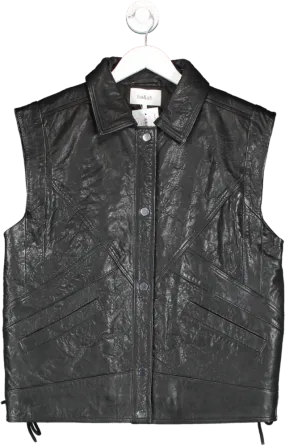 Ba&sh Black Bull Oversized Sleeveless Leather Jacket UK 8