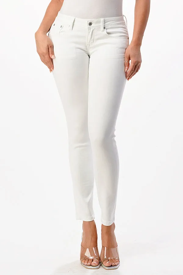 Basic White Soft Denim Mid Rise Skinny Jeans