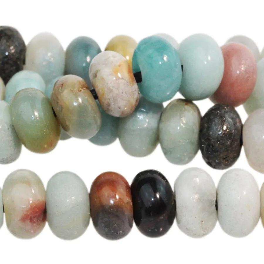 Black Gold Amazonite 10mm Rondelle Large Hole - 8-Inch