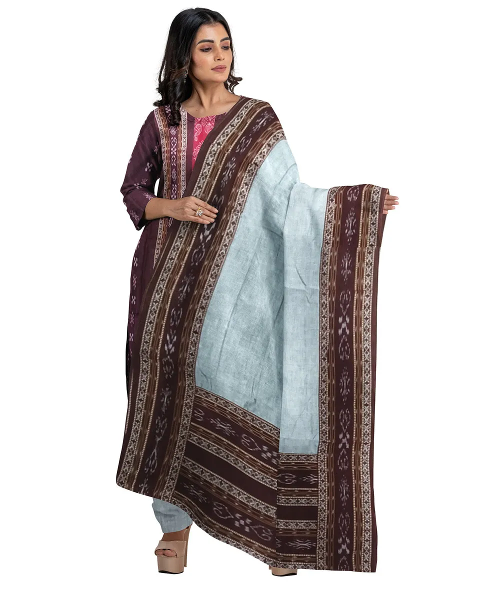 Black grey hand woven cotton nuapatna dress material