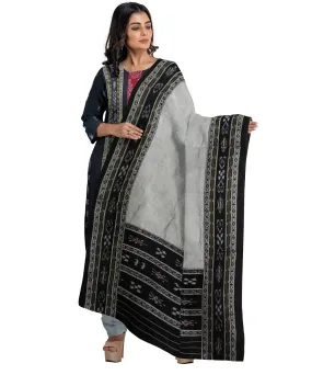 Black grey hand woven cotton nuapatna dress material