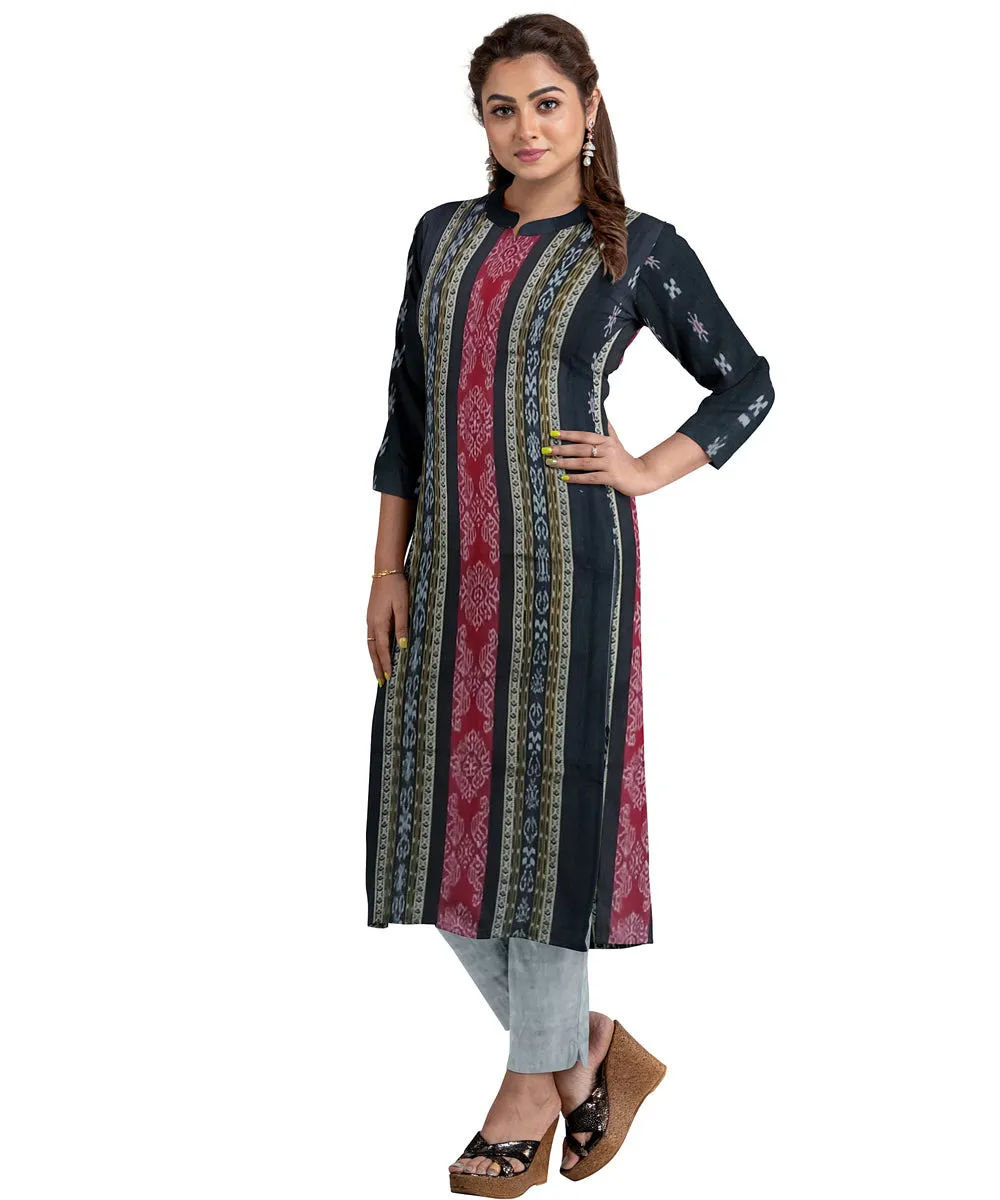 Black grey hand woven cotton nuapatna dress material