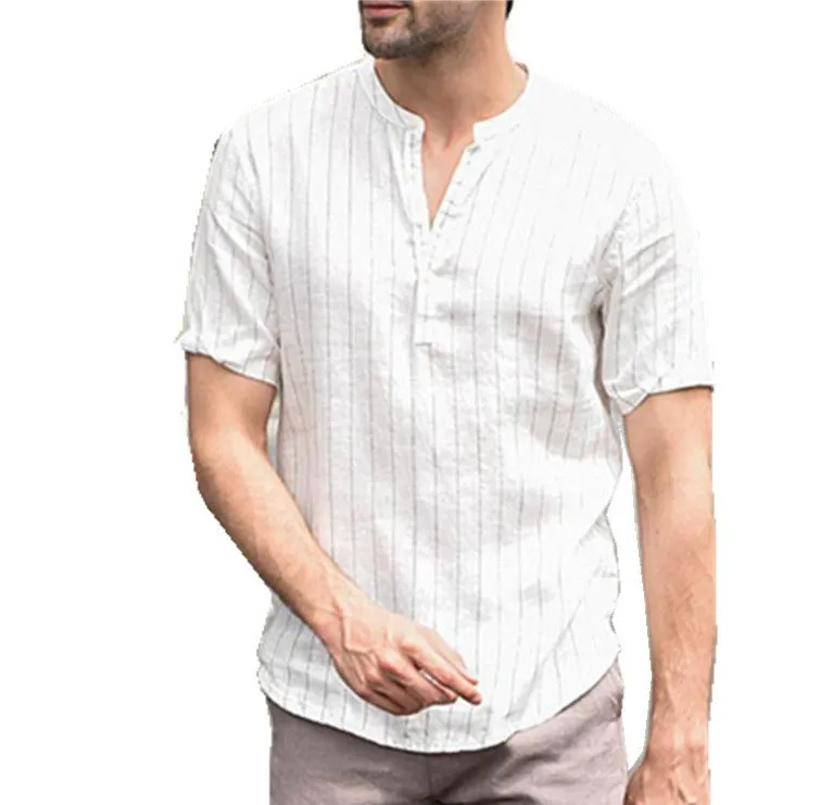 Black Stripe linen holiday shirt for men