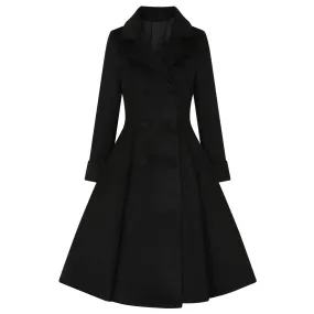 Black Vintage Inspired Classic Double Breasted Swing Coat