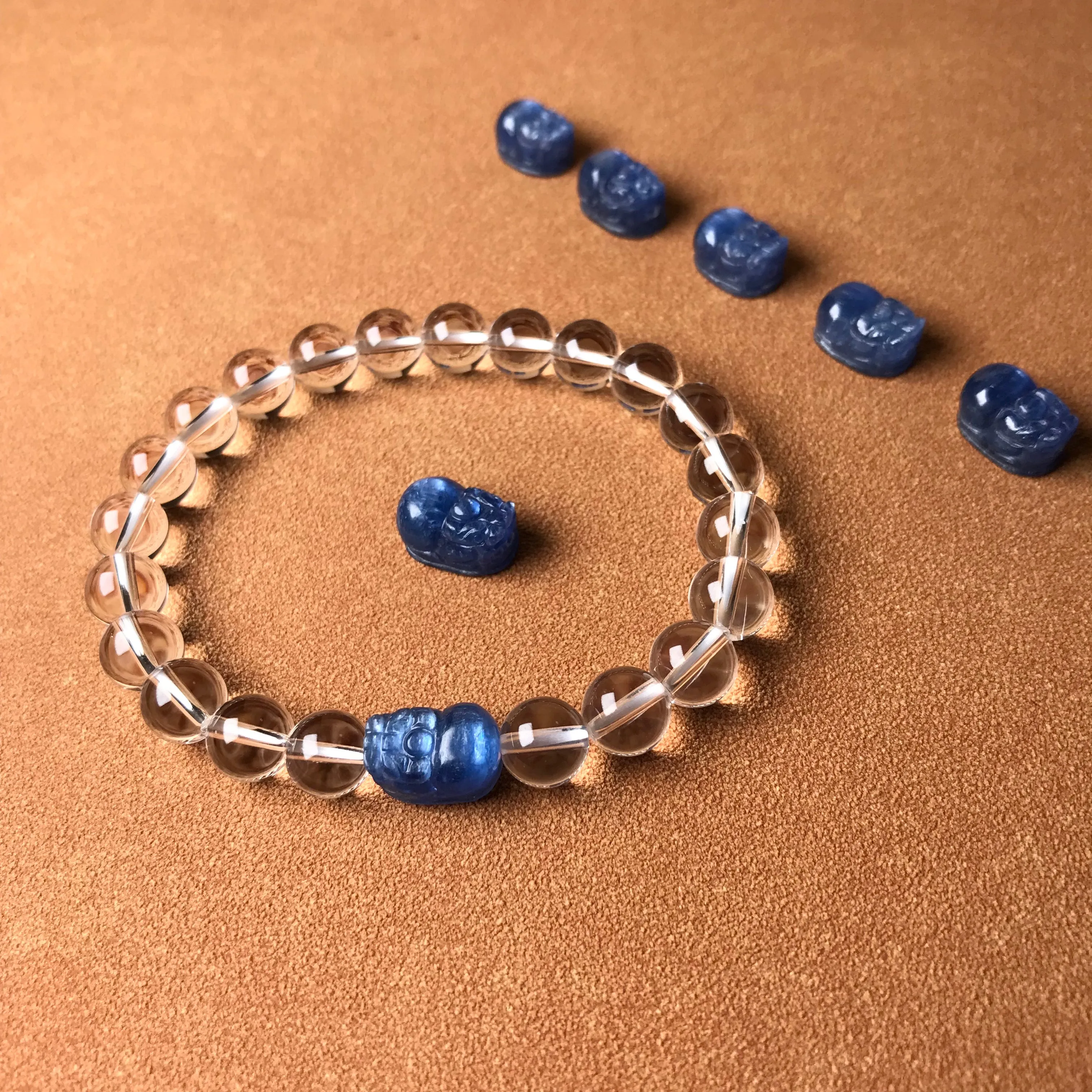 Blue Kyanite Pixiu Charms Beads High-quality with Cat Eye | DIY Parts Bracelet Chamrs