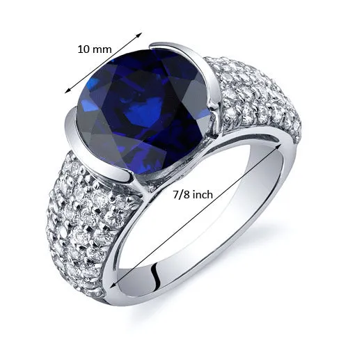 Blue Sapphire Round Cut Sterling Silver Ring Size 5