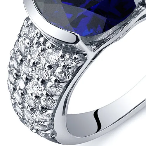 Blue Sapphire Round Cut Sterling Silver Ring Size 5