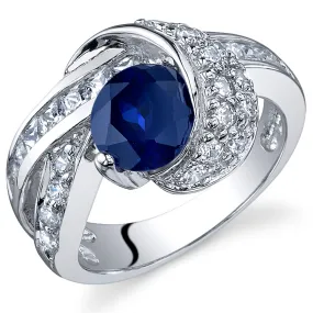 Blue Sapphire Round Cut Sterling Silver Ring Size 5