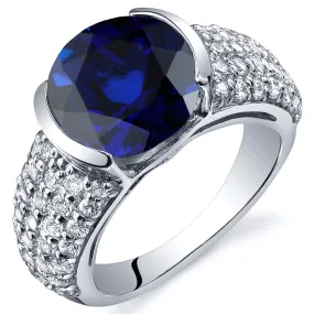 Blue Sapphire Round Cut Sterling Silver Ring Size 5