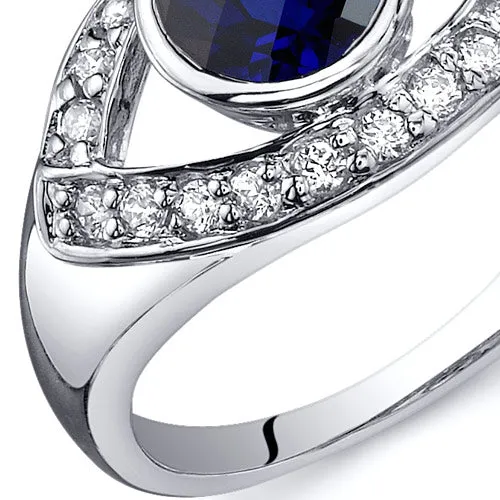 Blue Sapphire Round Cut Sterling Silver Ring Size 7