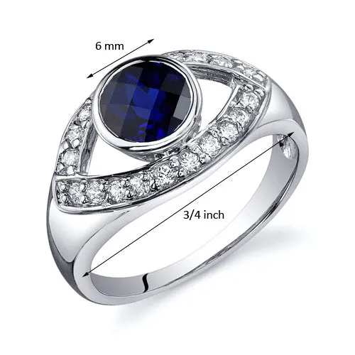 Blue Sapphire Round Cut Sterling Silver Ring Size 7