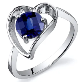 Blue Sapphire Round Cut Sterling Silver Ring Size 8