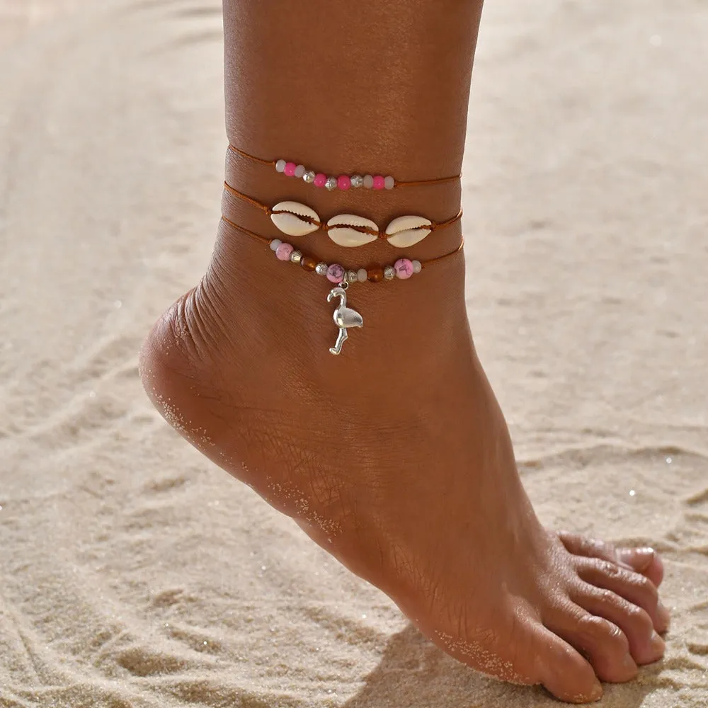 Bohemian Seashell Heart Anklet