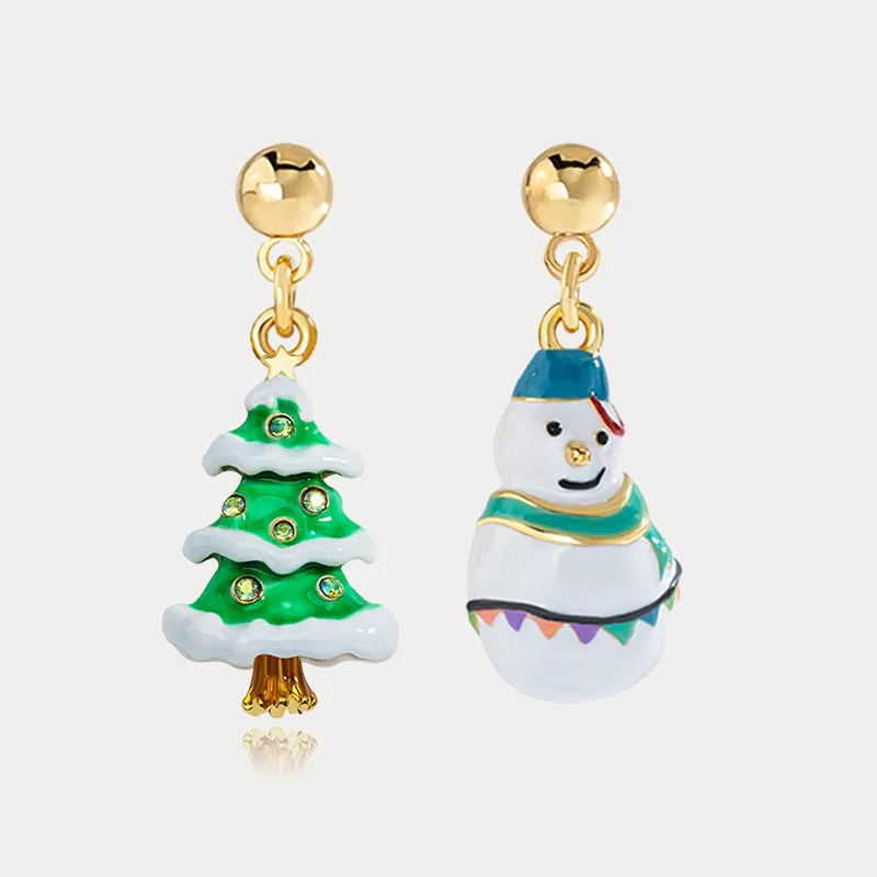 Christmas Tree & Snowman Earrings