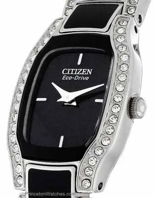 Citizen Normandie Ladies Crystal Art Deco Watch - Pillow Shaped Case - Stainless