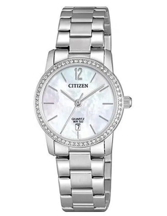 Citizen Quartz Womens Watch - Stainless Steel - Mother of Pearl - Crystals