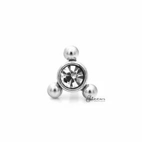 Clear Crystal with 3 Balls Triangle Top Tragus Cartilage Barbell Stud - Silver