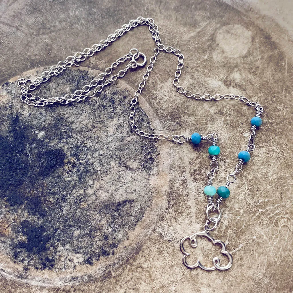 cloud 9 // sterling silver and czech glass bead choker necklace